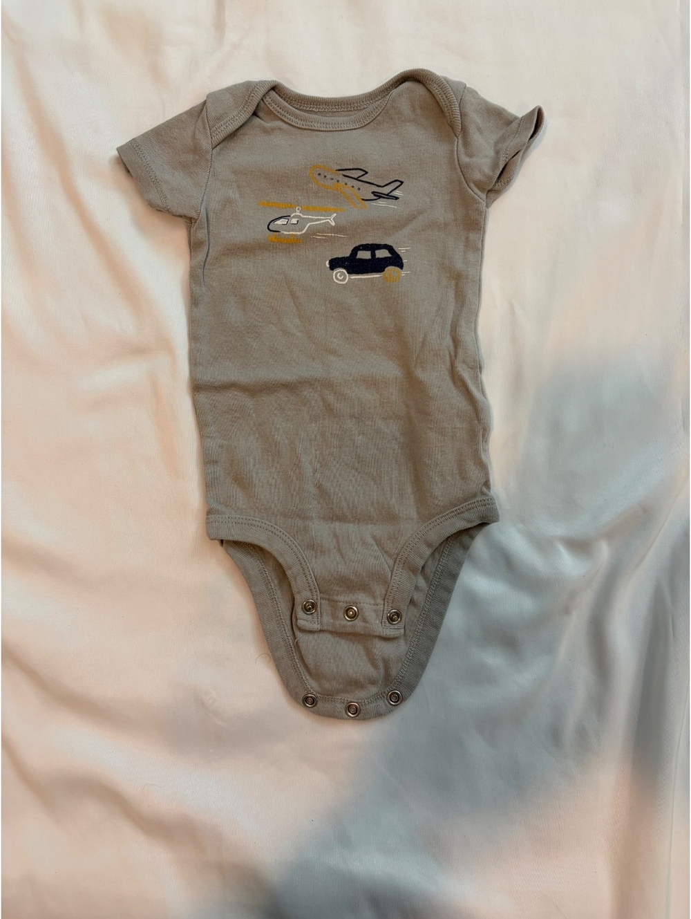 Carter's 6M Gray Cotton Baby One piece with Airplane and Car Design